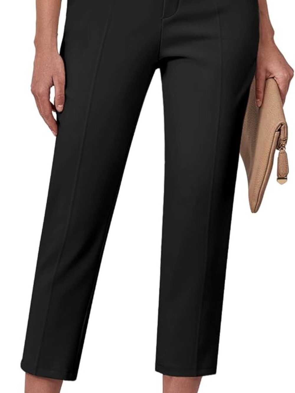 GRAPENT Capri Pants for Women High Waisted Pull On Dress Pants Slim Straight Leg